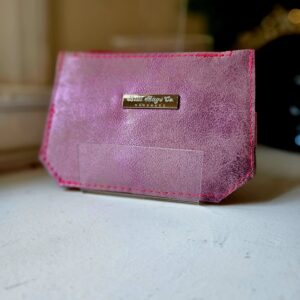 Pink, distressed Shimmer - Short slim wallet